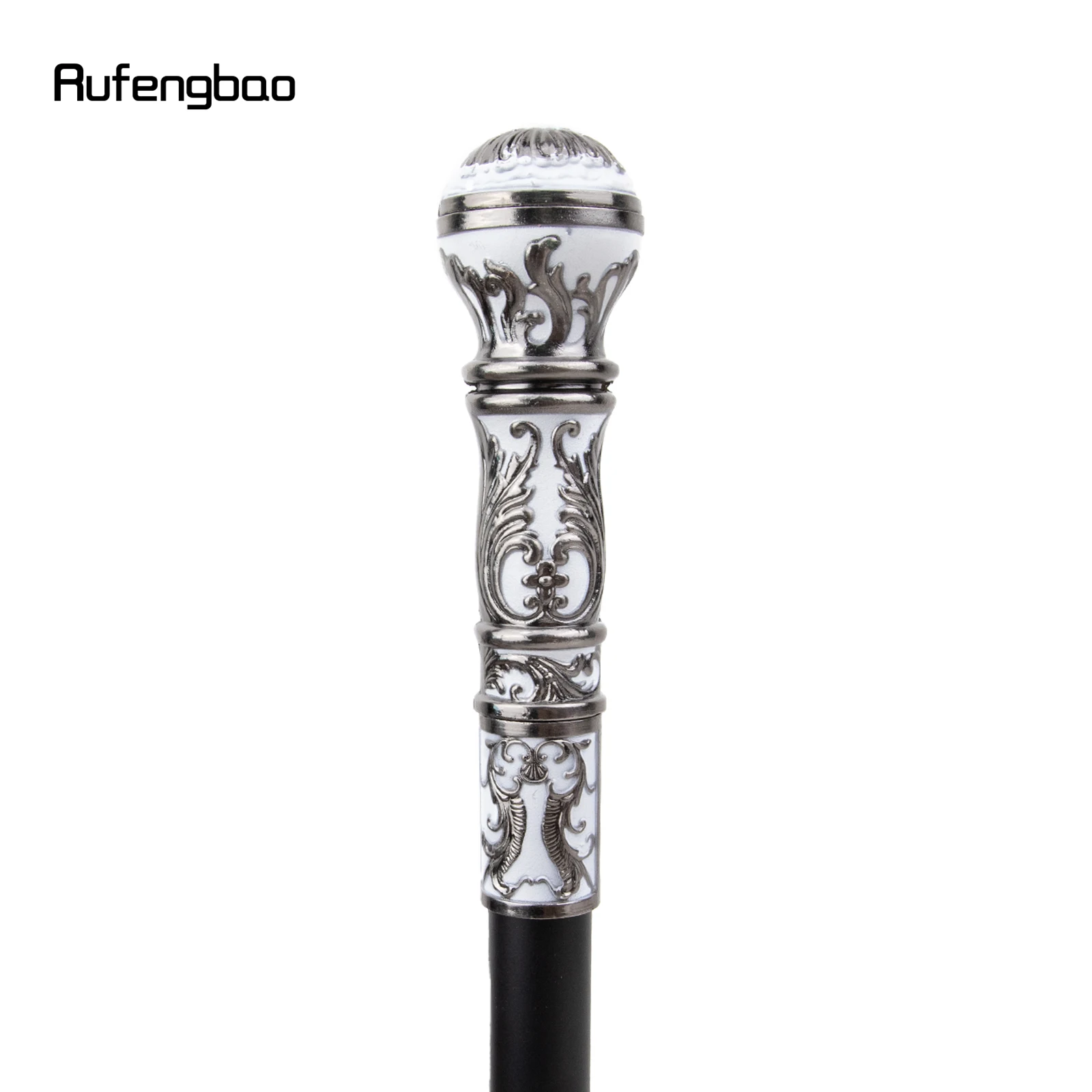 Silver White Luxury Round Handle Fashion Walking Stick for Party Decorative Walking Cane Elegant Crosier Knob Walking Stick 93cm