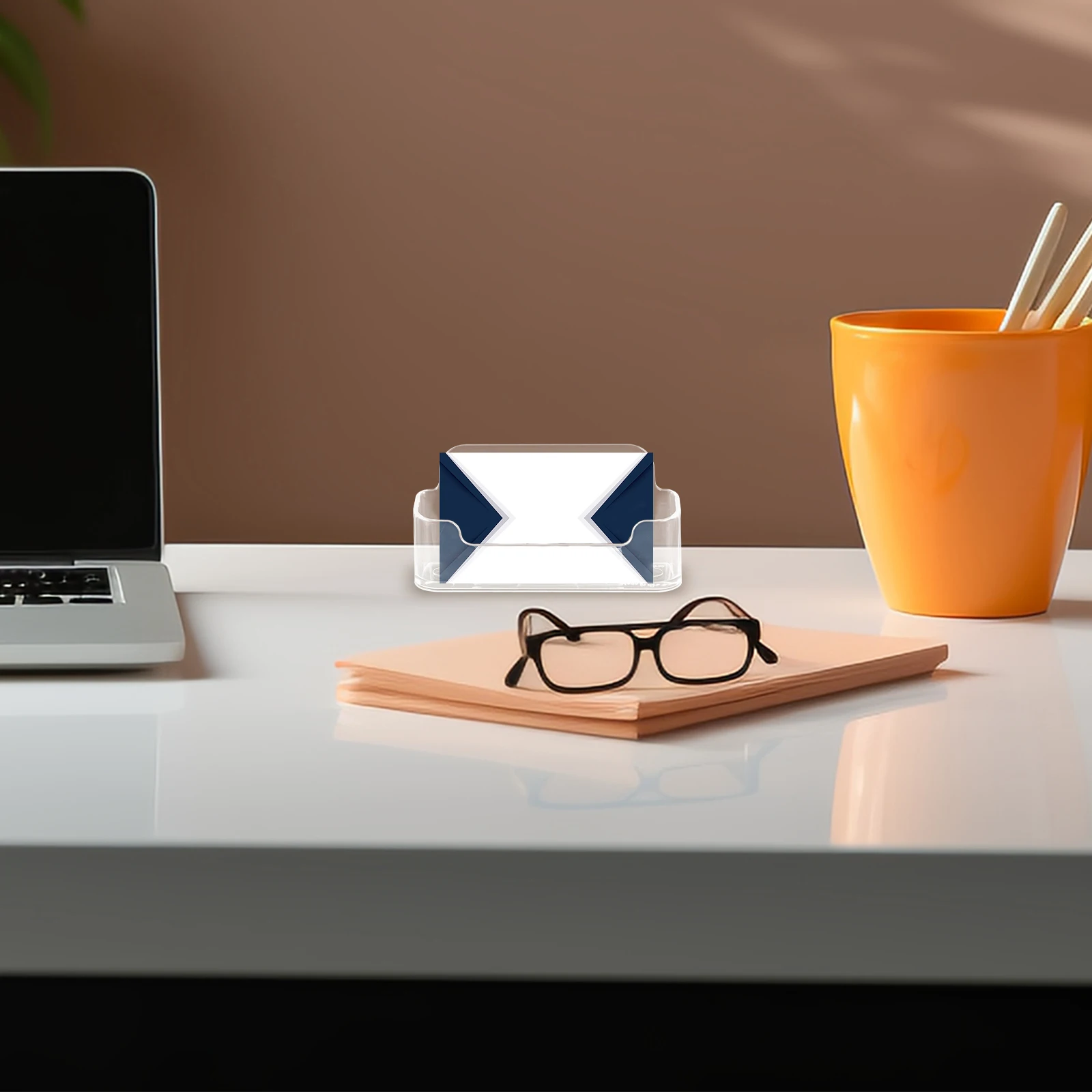 

4pcs Transparent Business Holder Pc Material Cards Display Stand Name Card Organizer Photocard Holder Card Storage Rack For