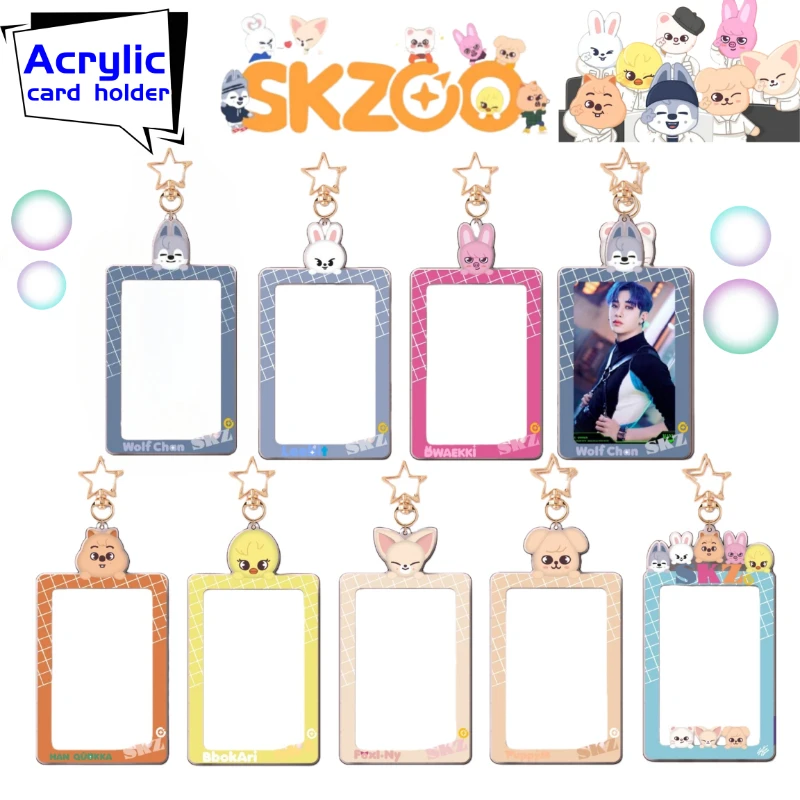 Stray Kids SKZOO Quokka Foxi.ny PuppyM - Porta Tarjetas Acrílico con Diseño de Dibujos Animados, Lindo y Multifuncional, para Tarjetas de Identificación y de Transporte, Funda Protectora Todo en Uno
