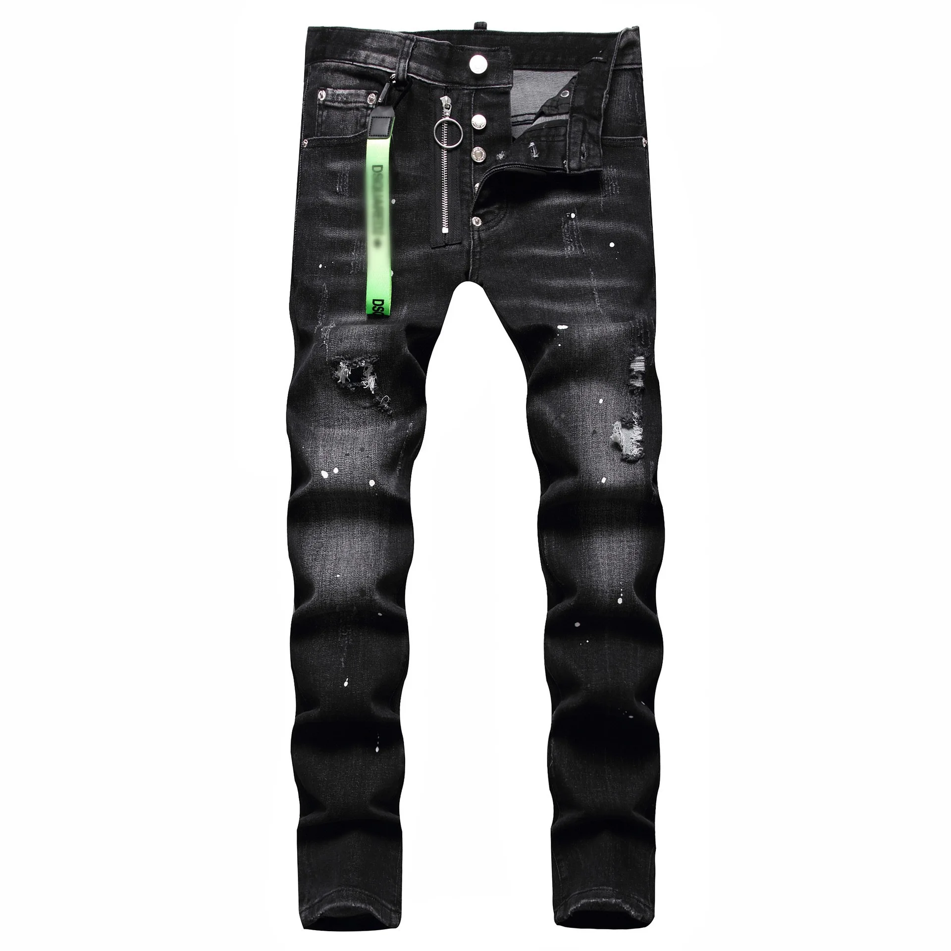 European and American D2 trendy men's jeans, men's personality with holes and scratches, trendy and fashionable pants, black pai