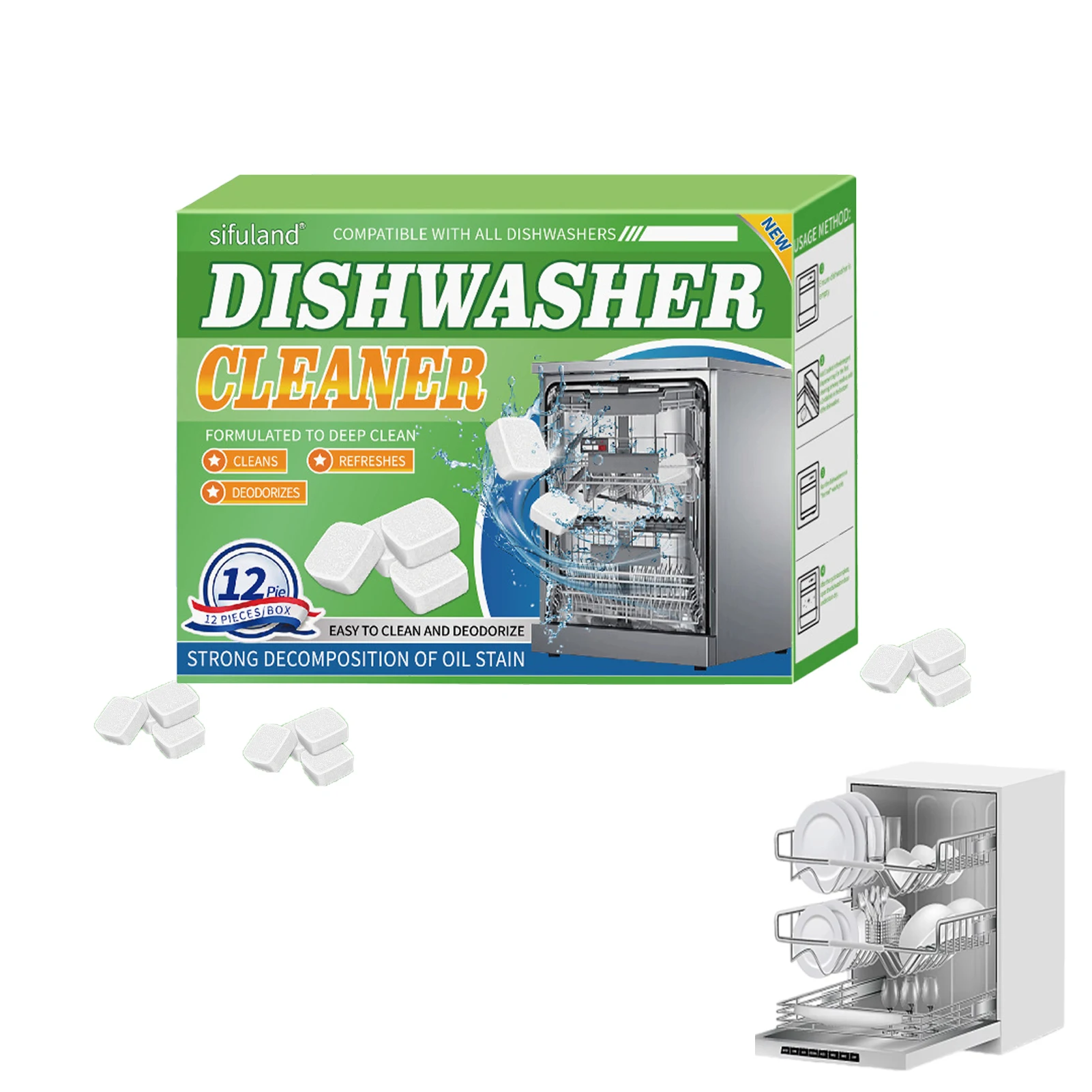 Dishwasher Detergent Tablets Deep-cleaning Limescale Mineral Buildup Odor Removal Effervescent Tablet for Kitchen Tableware Care