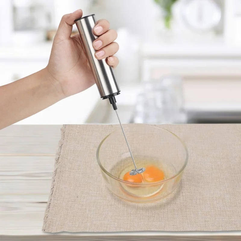 Handheld Electric Milk Frother Rechargeable Stainless Steel Blender Mixer USB Port Kitchen Gadget