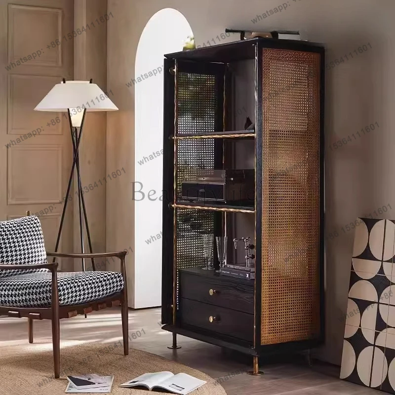 Nordic modern retro living room floor-to-wall storage bookshelf antique hand-forged iron
