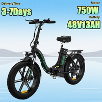BK6S E Bike 750W Brushless Motor 48V13AH Removable Lithium Battery Electric Bike 20-Inch Tire Commuting Electric Bicycle