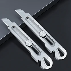Cuchillo multifuncional 6 en 1 de acero inoxidable para oficina, utensilio de papelería de bolsillo, cortador de Unboxing