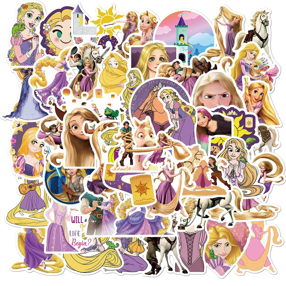 10/30/50pcs Disney Tangled Rapunzel Stickers Aesthetic Decorative Stationery Travel Case Guitar Cute Kid Toy Waterproof Sticker