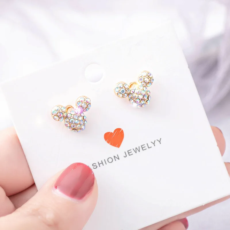 Disney Mickey Mouse S925 Sterling Silver Needle Simple High Quality Korean Earrings Female Jewelry Fashion Accessorie Gift