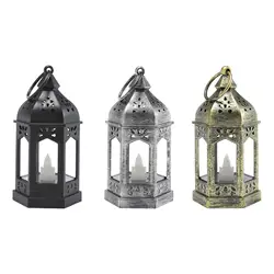 European Style Electronic Candle Lantern Wind Lamp Hanging Hook Candle Light for Garden Wedding Indoor Outdoor Home Decor