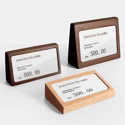 Soporte de letrero acrílico de madera de 77x36mm, soporte de exhibición para menú, soporte para Tarjeta De Nombre de papel, etiquetas de precio pequeñas, etiquetas para tarjetas