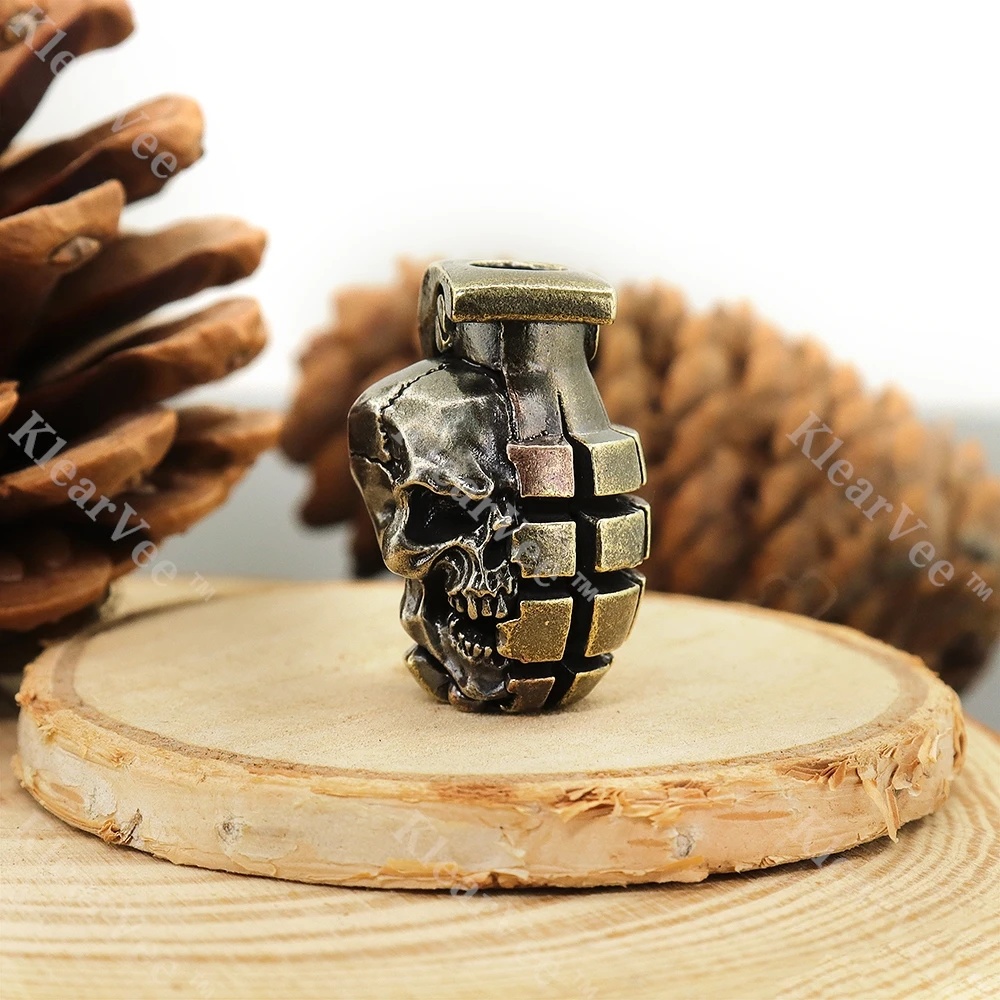 

Винтажный латунный череп из паракорда, плетеный нож EDC, кулон «сделай сам», брелок для ключей, аксессуар, украшение для сумки