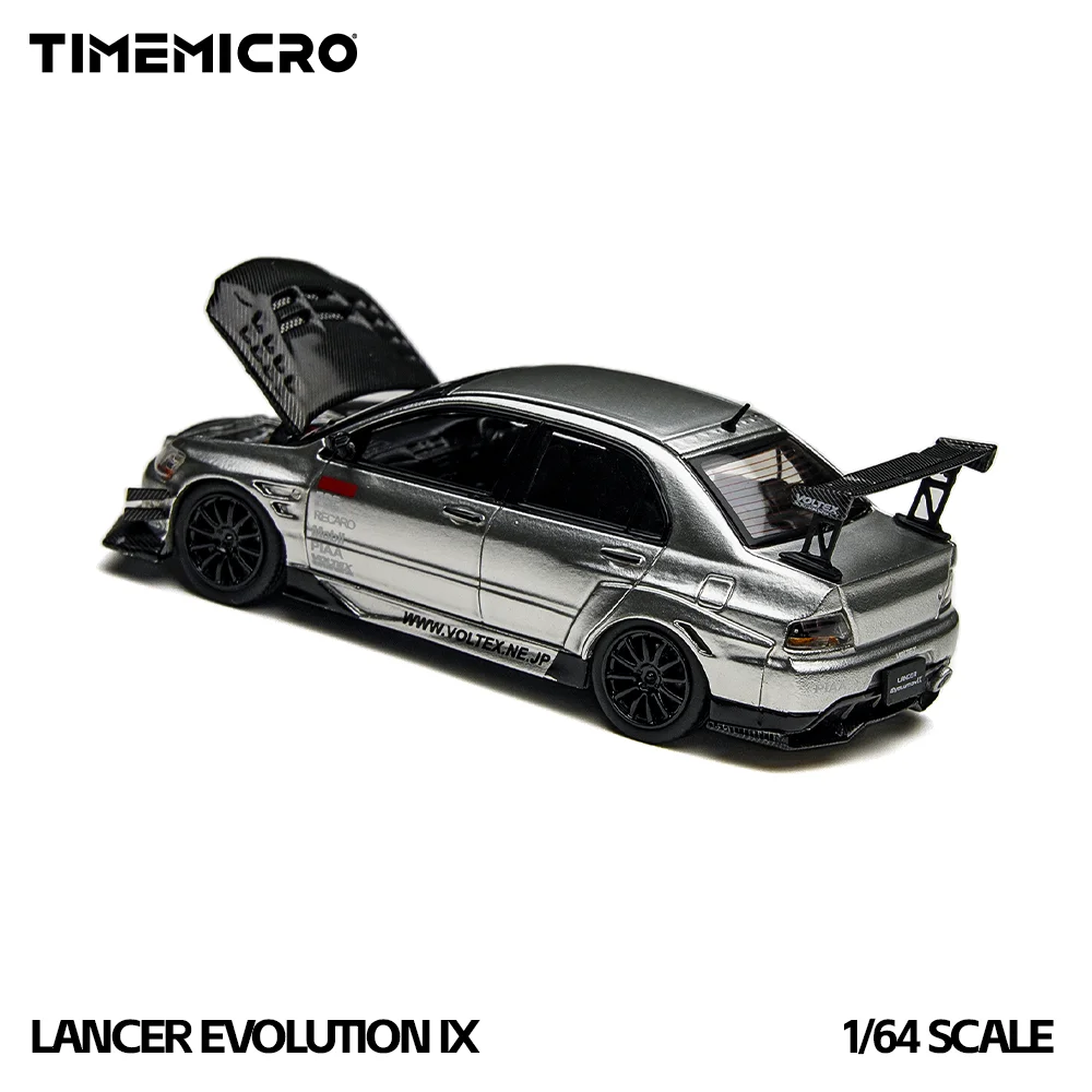 *Pre-order*TimeMicro1:64 EVO 9 Silver Open Cover Version Simulation Alloy Car Model for Hobby&Collectibles&Display