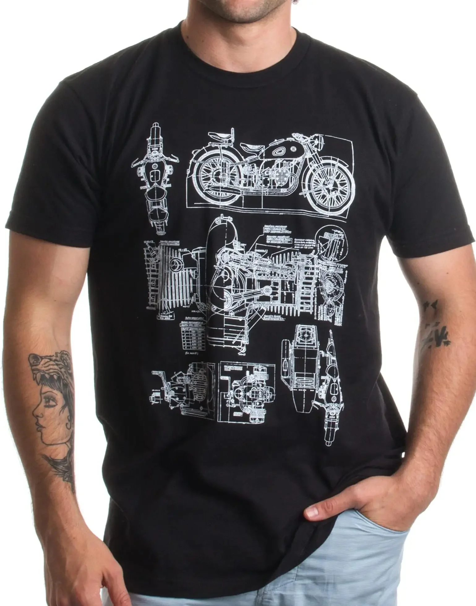 M-72 Motorcycle Engine Blow Out Diagram | Mechanic Schematic Art Unisex T-Shirt Anime Graphic T-shirts for Men 100%Cotton