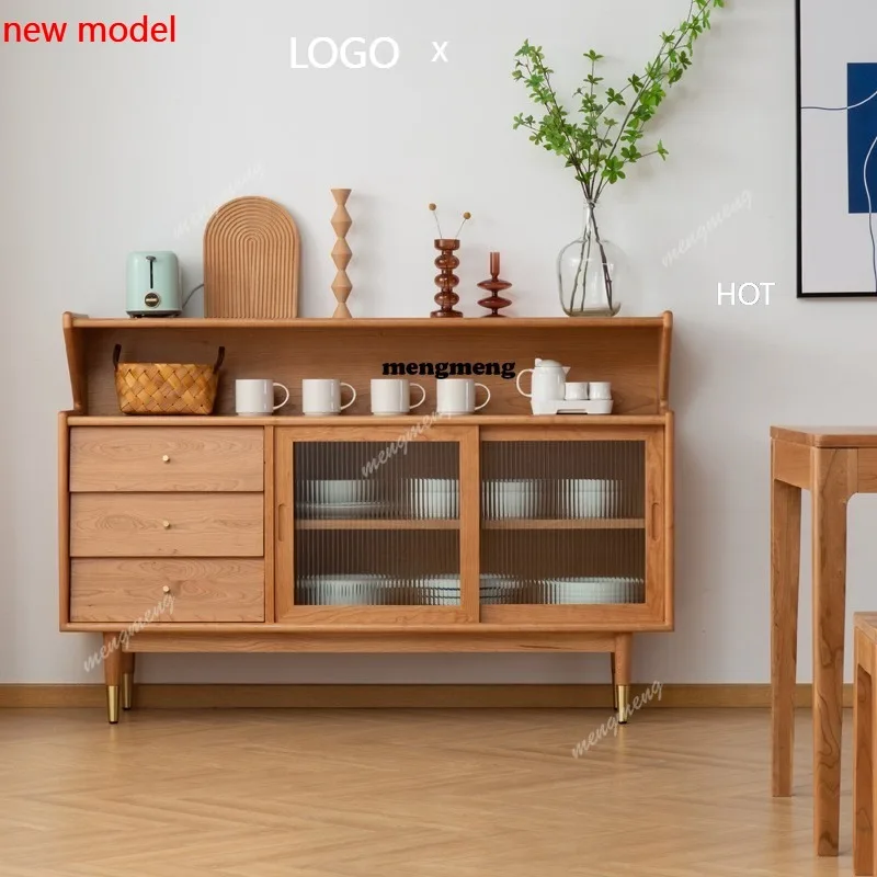 

Пристенный буфет H132 из массива дерева, двухъярусный чайный шкаф для дома, кухонный шкаф для хранения для ресторана