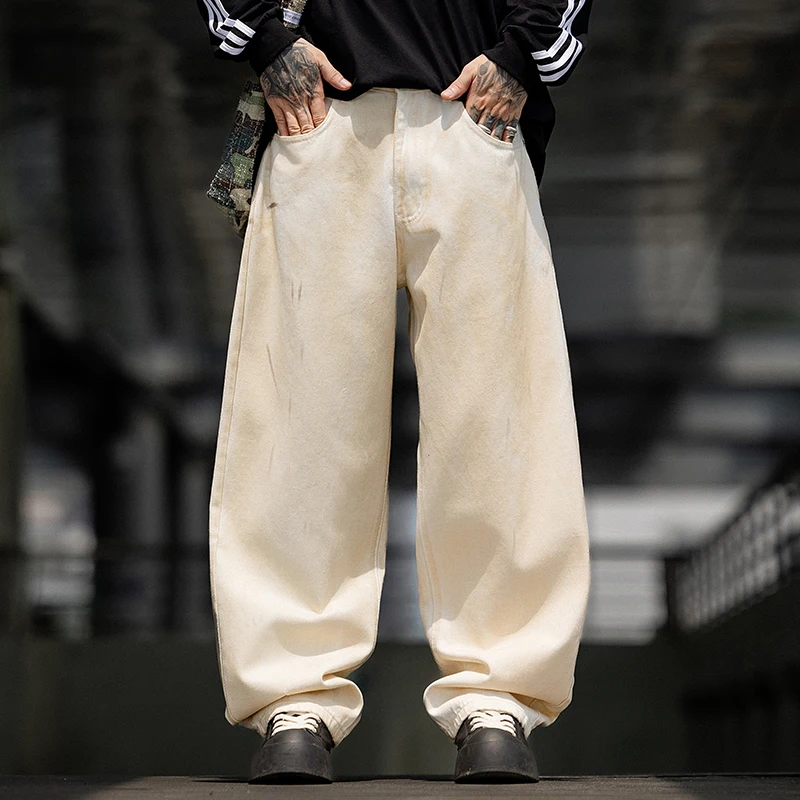TB3683 Celana Jeans Kaki Lurus Longgar Gaya Amerika Gaya Baru Musim Gugur untuk Pria, Celana Kaki Lebar, Trendi
