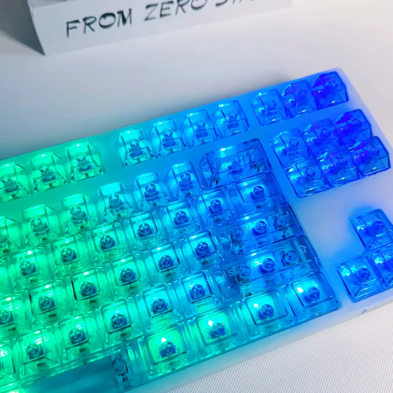 119 Klawiszy Niebieskie Kryształowe Keycapy z Nadrukiem UV Przezroczyste Keycapy PC Profil Cherry do Przełączników Cherry MX Klawiatura Mechaniczna