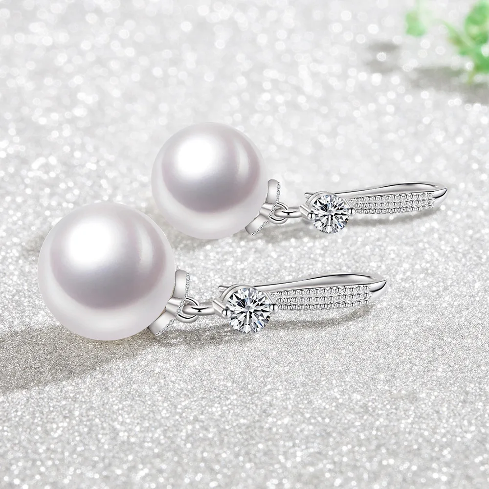 Fanqieliu Stamp 925 Silver Needle Princess CZ Zircon Pearl Drop Earrings For Woman Trendy Jewelry Girl Gift New FQL22059