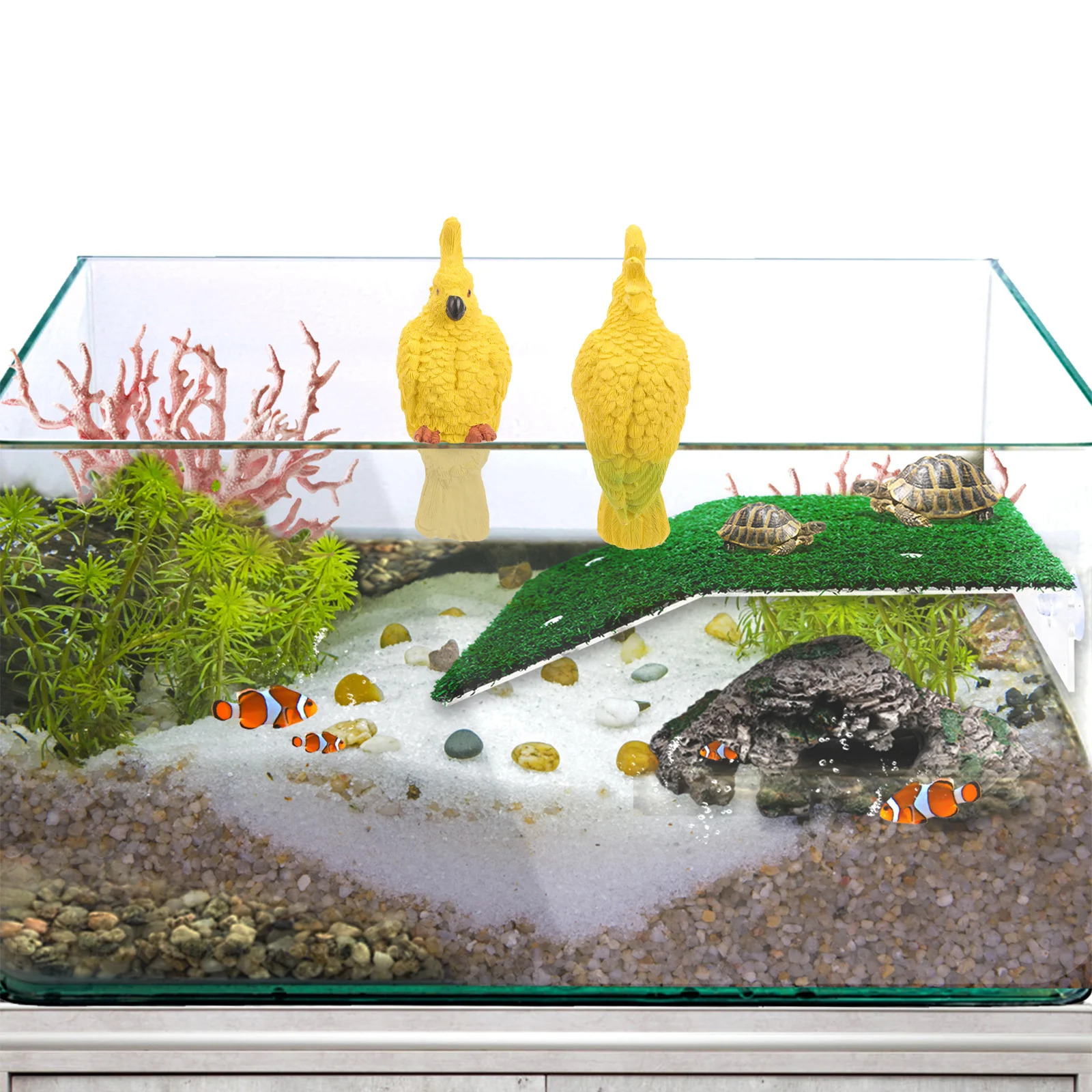 

Durable Resin Parrot Aquarium Decor Mini Fish Tank Ornament Eye-Catching Landscape Adornment Parrot Figurine Aquarium