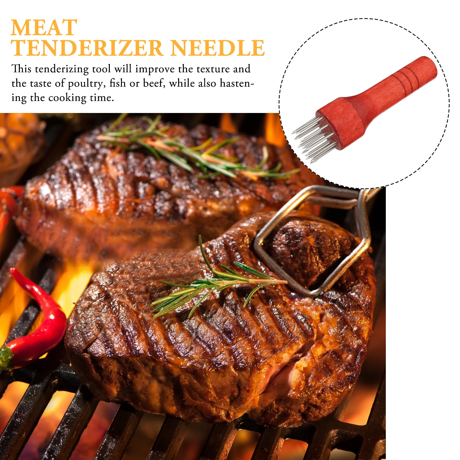 

1Pcs Meat Tenderizer Steak Needle Kitchen Tool Red Practical Labor Saving Instantly Enjoy Delicious Food