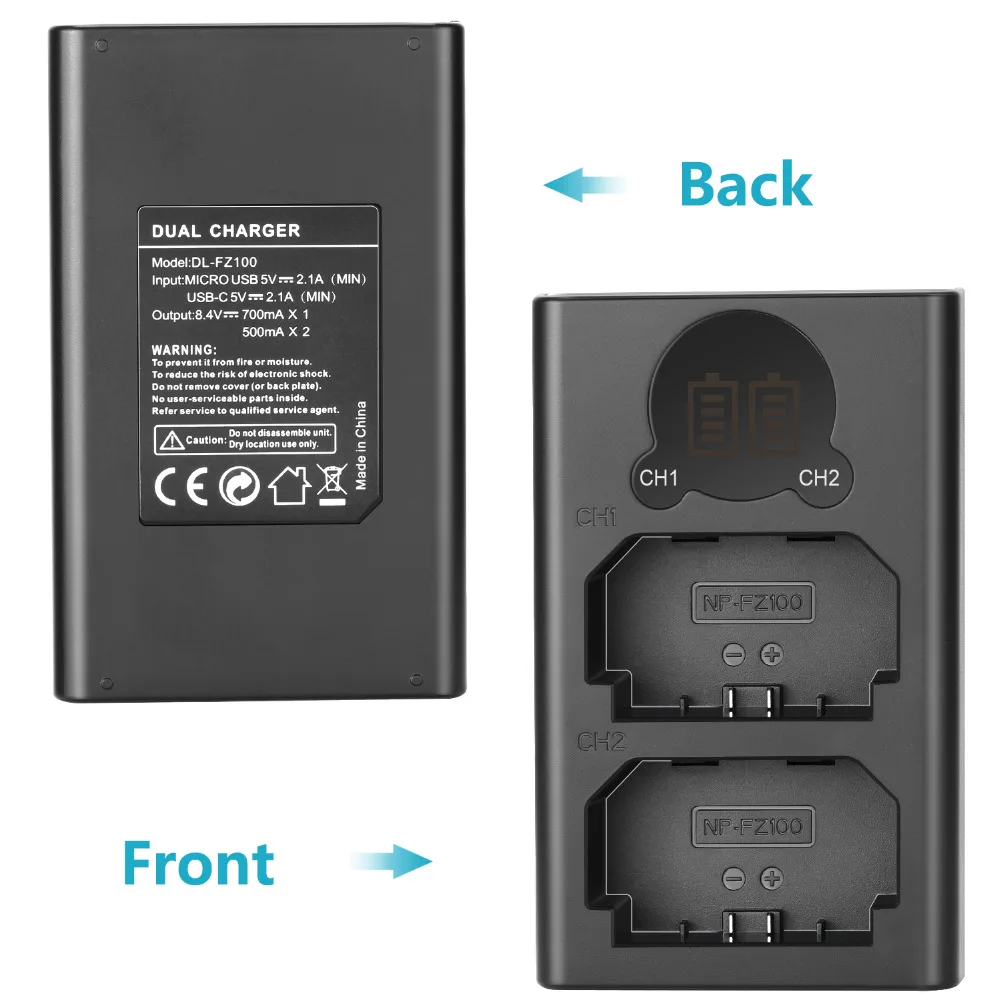 Neewer Dual USB Charger for Sony NP-FZ100 Battery For Sony  A7R V, A7S III, A7 IV, A6600, A7C,ZV-E1, FX3, FX30, A1, A9 II Camera view 6