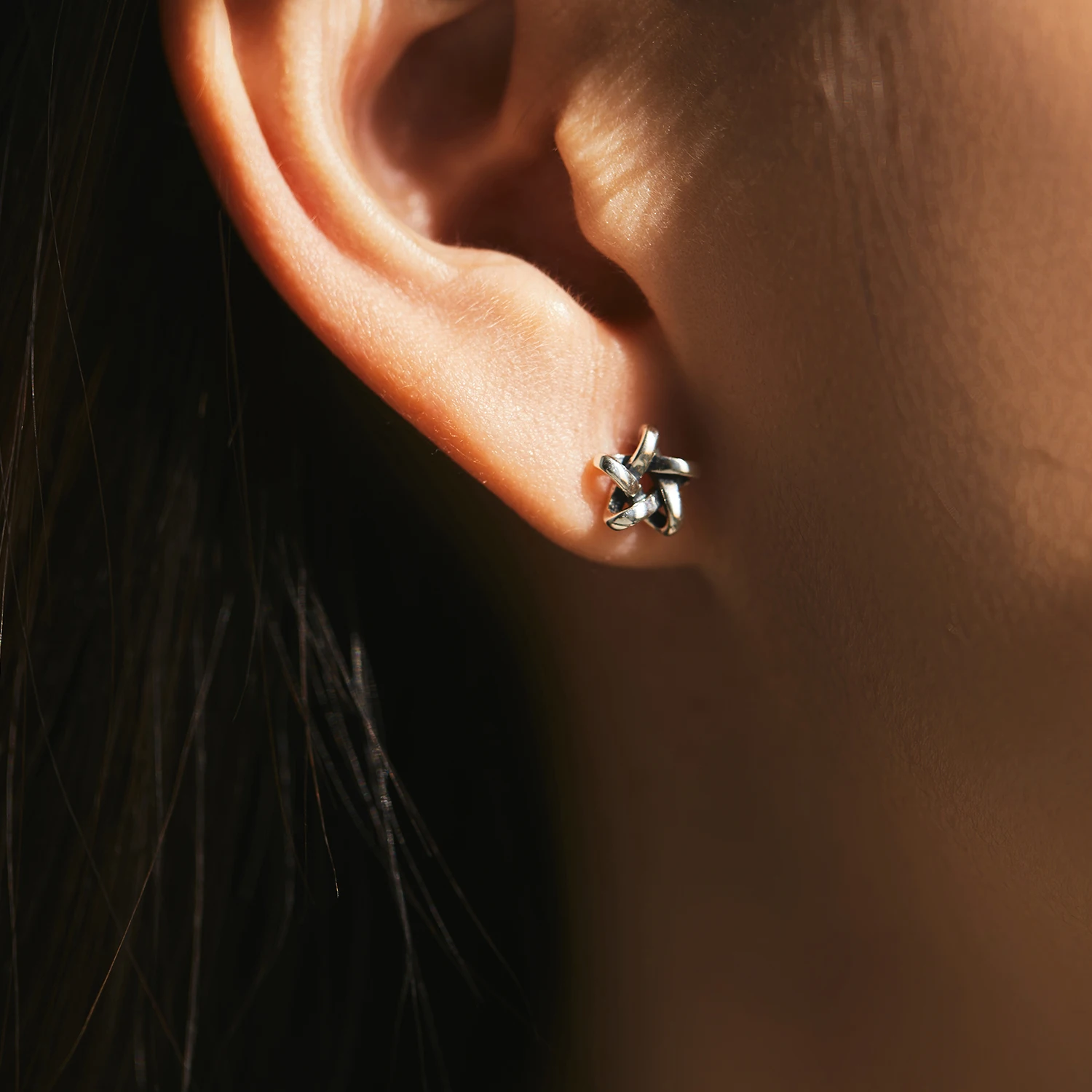 MODIAN 925 Sterling Silver Retro Exquisite Pentagram Stars Stud Earrings For Women Vintage Fine Jewelry Accessories