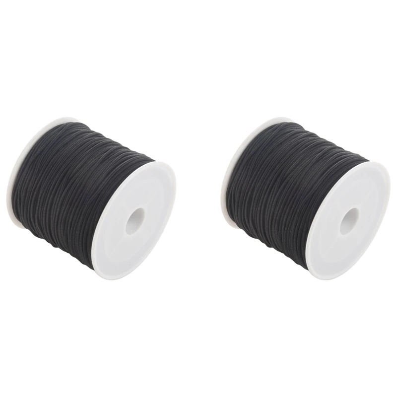 2 Roll 24M Long Black Round Elastic Beading Thread Cord 1Mm