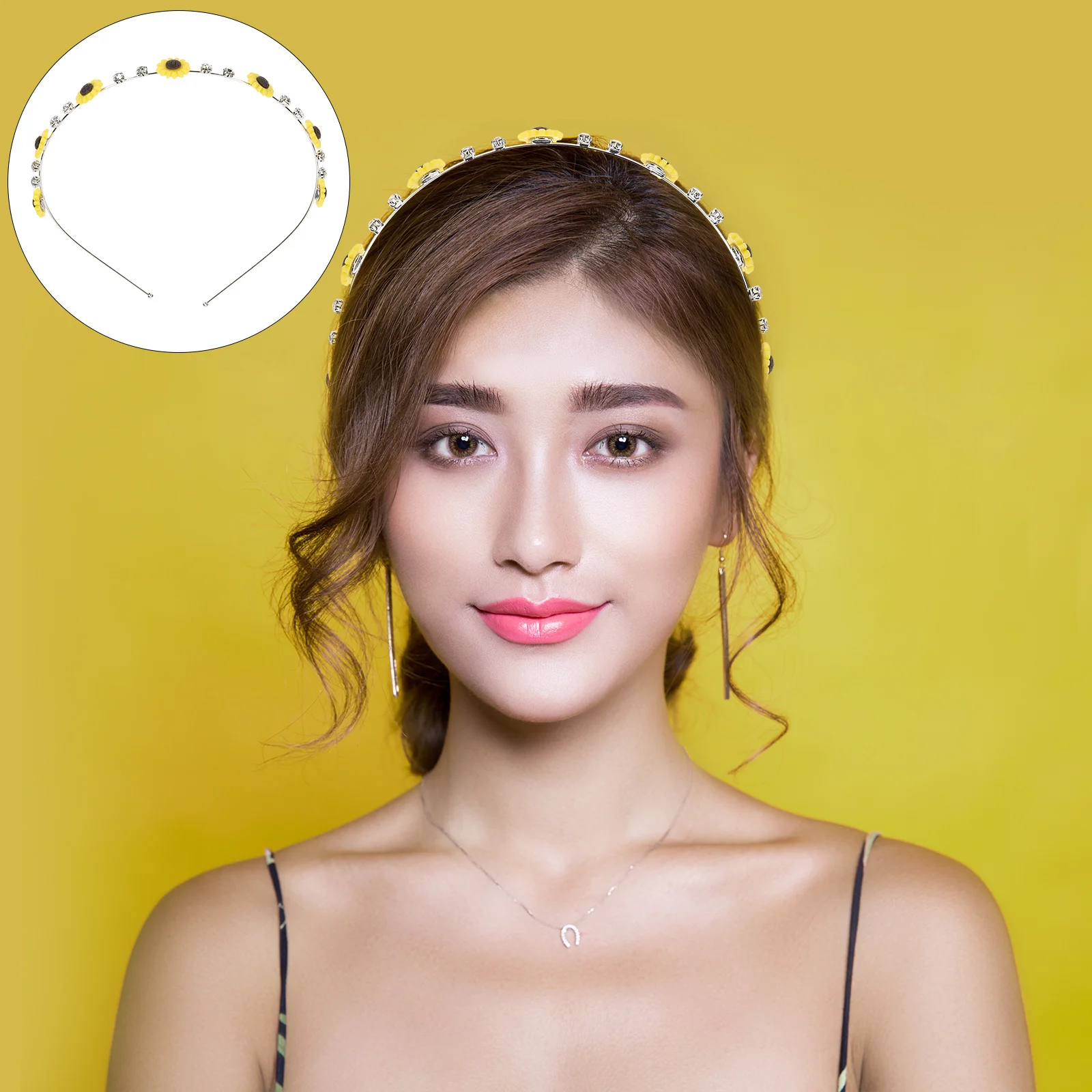 

2Pcs Sunflower Headband Shiny Decor Lightweight Comfortable for Parties Photos Headband for Women Girls Accessories