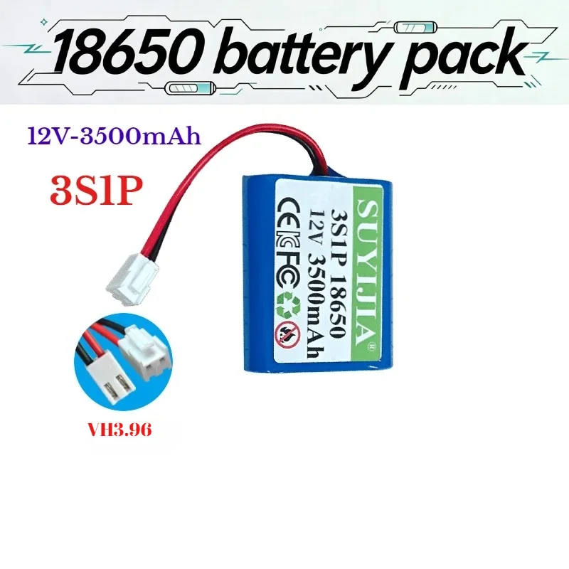 12V 3500mAh 3S1P Lithium-ion Battery Pack with BMS – 11.1V/12.6V for Backup Power, UPS, CCTV Camera, Speaker & Bluetooth