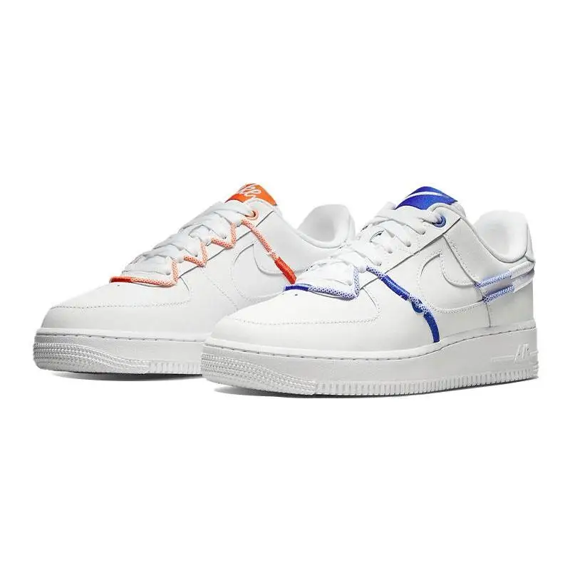 NIKE Nike Air Force 1ต่ำ '07 LX รองเท้าผ้าใบสีขาวสีส้มสีฟ้ารองเท้า DH4408-100