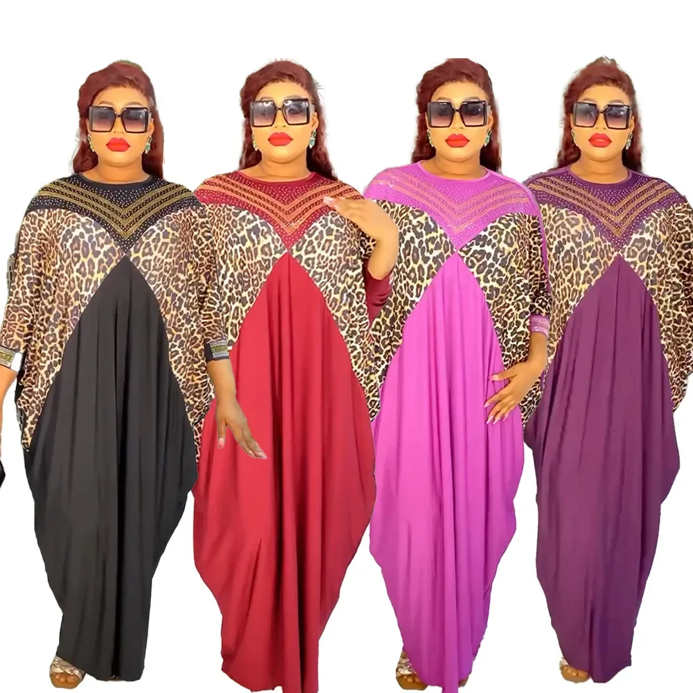 

2024 Polyester Print Plus Size Dresses for Women Summer African 3/4 Sleeve O-neck Long Maxi Dress Gowns Dashiki Africa Clothing