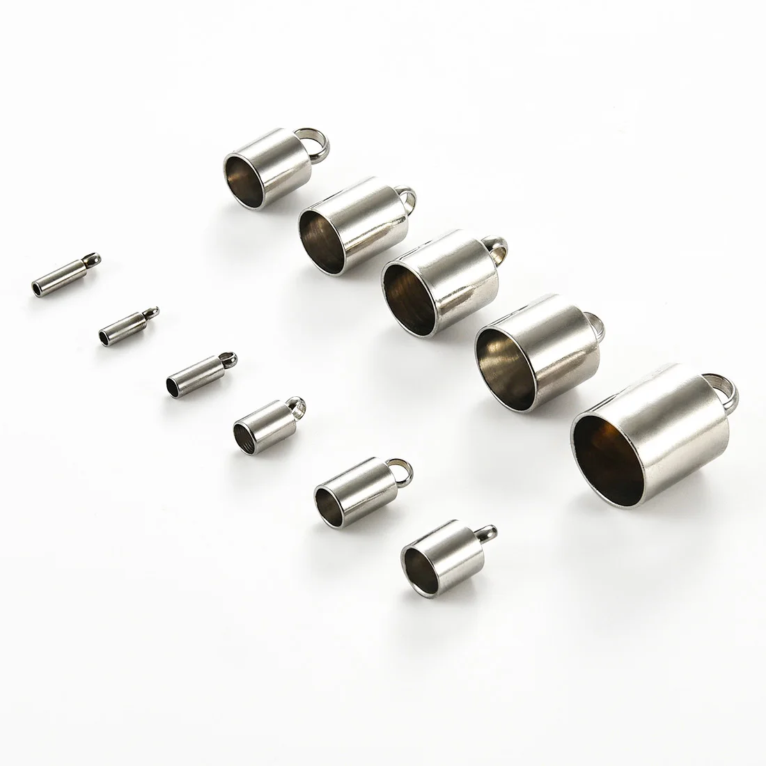 10Pcs Stainless Steel Tube Cord End Cap Barrel Leather Glue in Endcap For Necklace Bracelet End Tip DIY Jewelry Making Findings