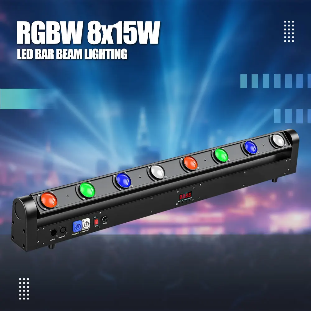 

8x15W LED Bar Beam Moving Head lights RGBW With DMX 512 Control Stage Lighting Professional For DJ Disco Home Party Nightclub