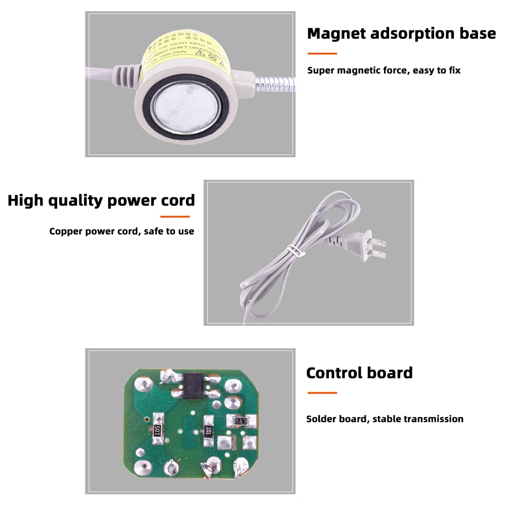 Lâmpada de Iluminação Industrial para Máquina de Costura com 30 LEDs, Acessórios para Máquinas de Vestuário, Luz de Trabalho 360 °   Luzes Industriais Flexíveis com Braço Articulado