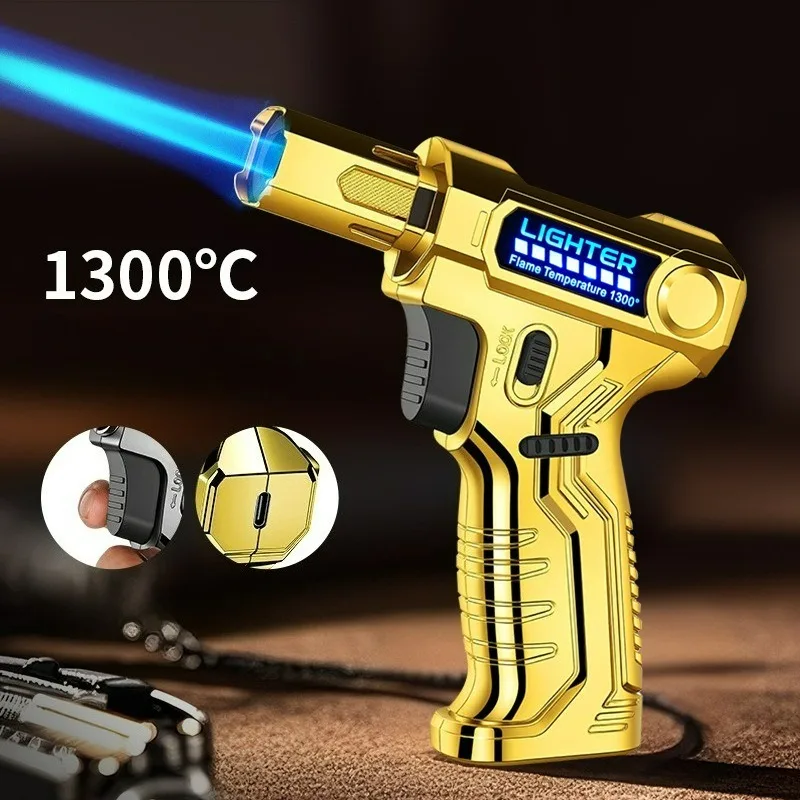 Metal High-temperature High Flame Welding Gun Lighter Windproof Direct Spray Flame Safety Lock Kitchen Cigar Outdoor Lighter - Image 3