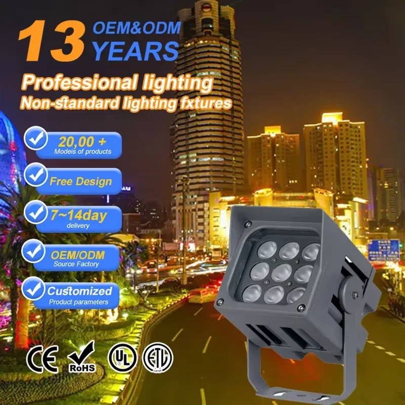 High Quality 16W-128W LED Floodlight AC Powered RGB Color Temperature Narrow Beam Angle IP67 Rated for Hotels Outdoor
