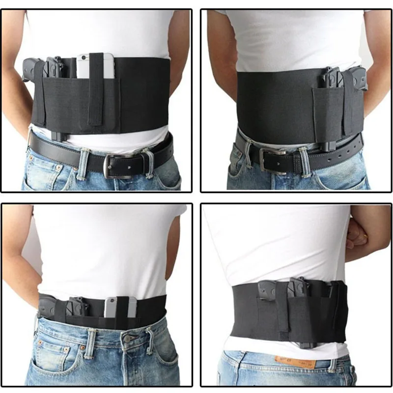 Adjustable Tactical Belly Band Holster Pistol Gun Universal Left and Right Concealed Carry with Magazine Pouch Fits Glock