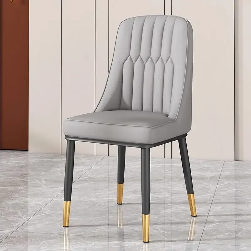 

For Home Furniture Restaurant Leather Dining Chair Metal Legs Room Modern Nordic Cheap Indoor Upholstered Pu 5pcs XBLY
