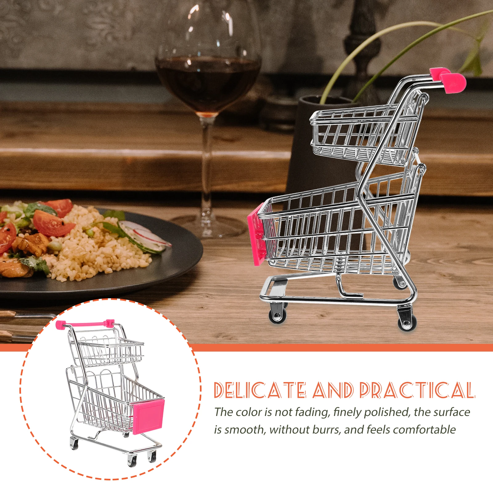 Cesta de pollo frito, mini carrito de compras delicado, multifunción, comestibles de acero inoxidable