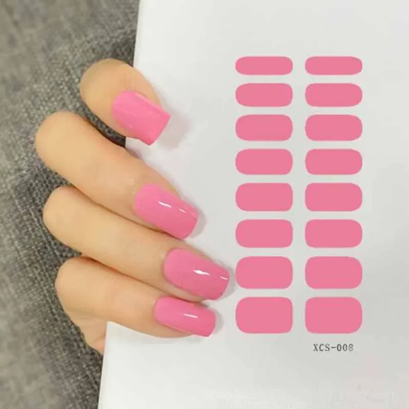 Adesivos de capa completa para manicure, adesivos auto-adesivos para mulheres e meninas, cor pura, frete grátis