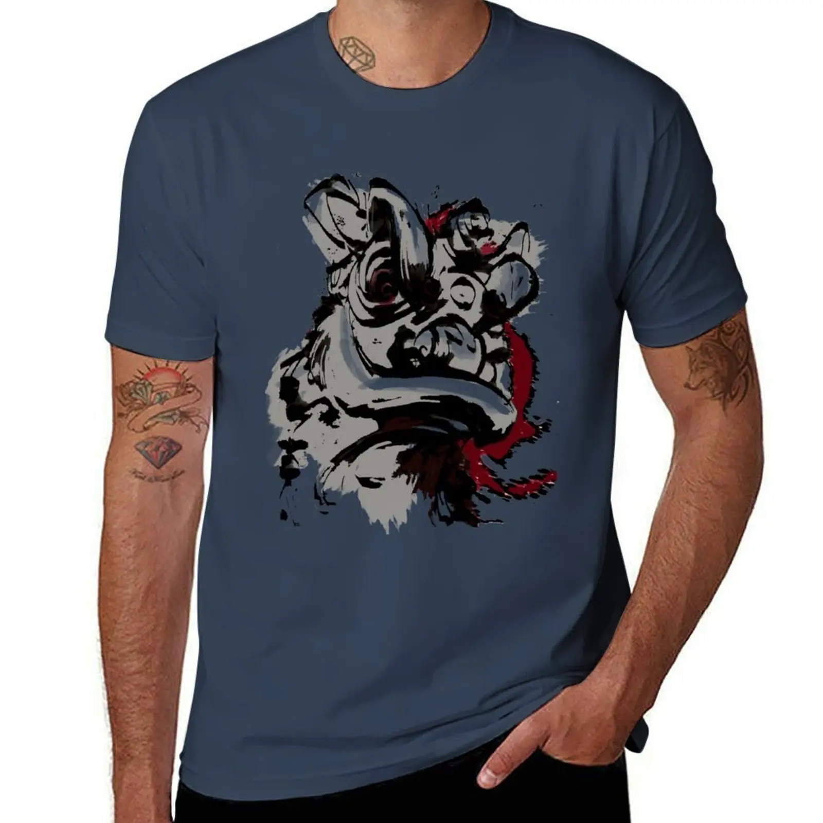

Dance Lion T-Shirt Minimalist Plain Crew Neck T-Shirt