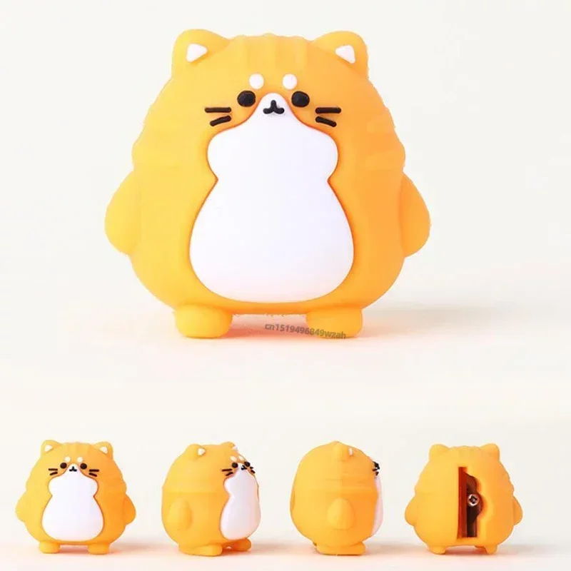 Kawaii Cartoon Cat Lápis Sharpener, Silicone Manual Lápis Cortador para Crianças Da Escola, Brinquedos De Presente, Papelaria Coreana, Material De