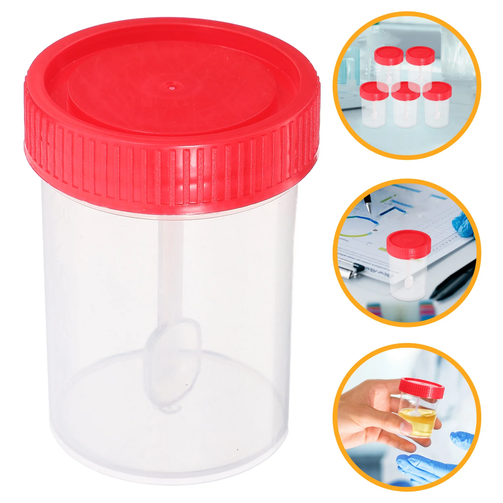 

50Pcs Spiral Cover Stool Specimen Containers Leak Proof Plastic Sampling Cups for Lab Sample Collection Specimen Cup