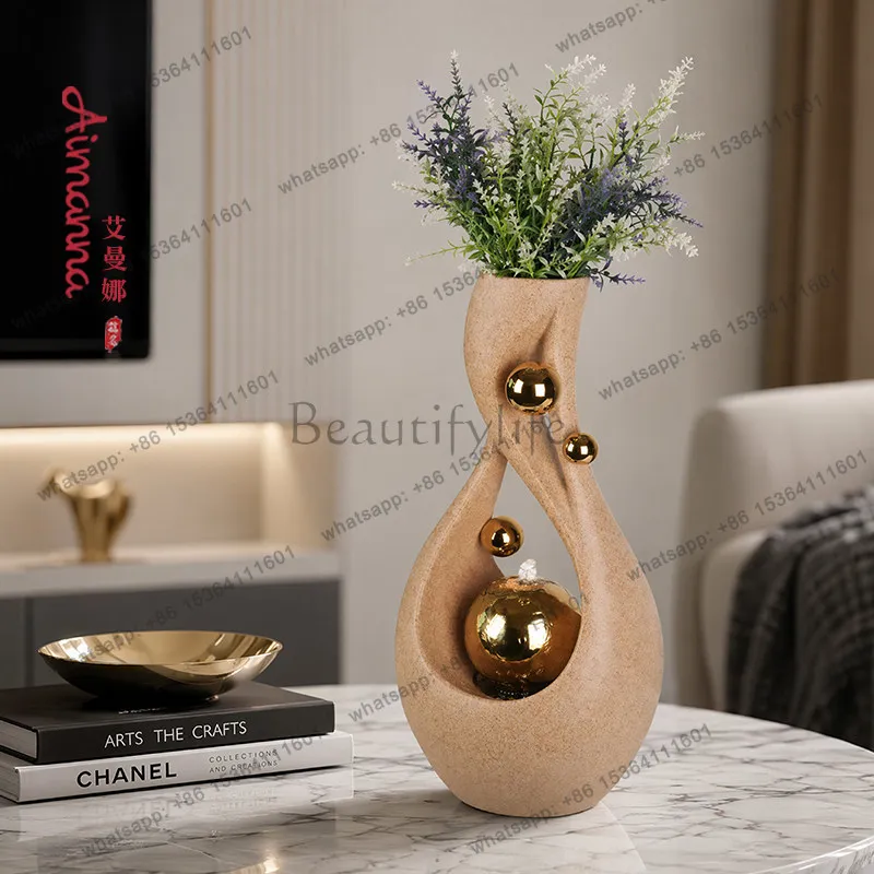 Desktop running water ornament circulating water modern simple vase round ball fountain entrance decoration