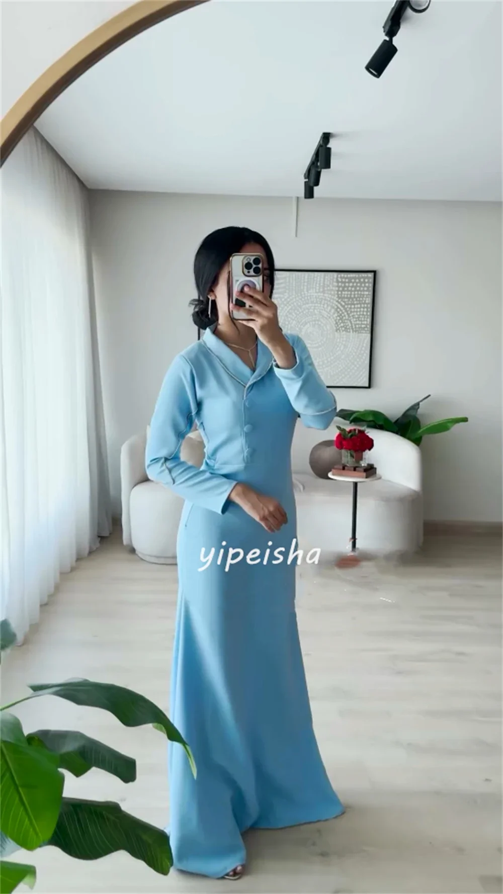 Индивидуальное джерси с блестками и рюшами Quinceanera, трапециевидное платье с v-образным вырезом, длинные платья на заказ