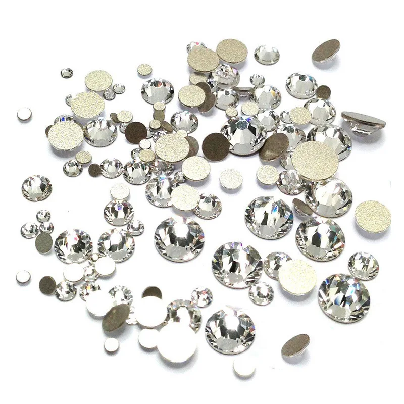 PUBRILEX Crystal AB/Clear Non-Hotfix Strasssteine 14 Facetten Flache Rückseite Glas-Strass für Nagelkunst, Kleidungsstücke und Dekorationen – Detail 10