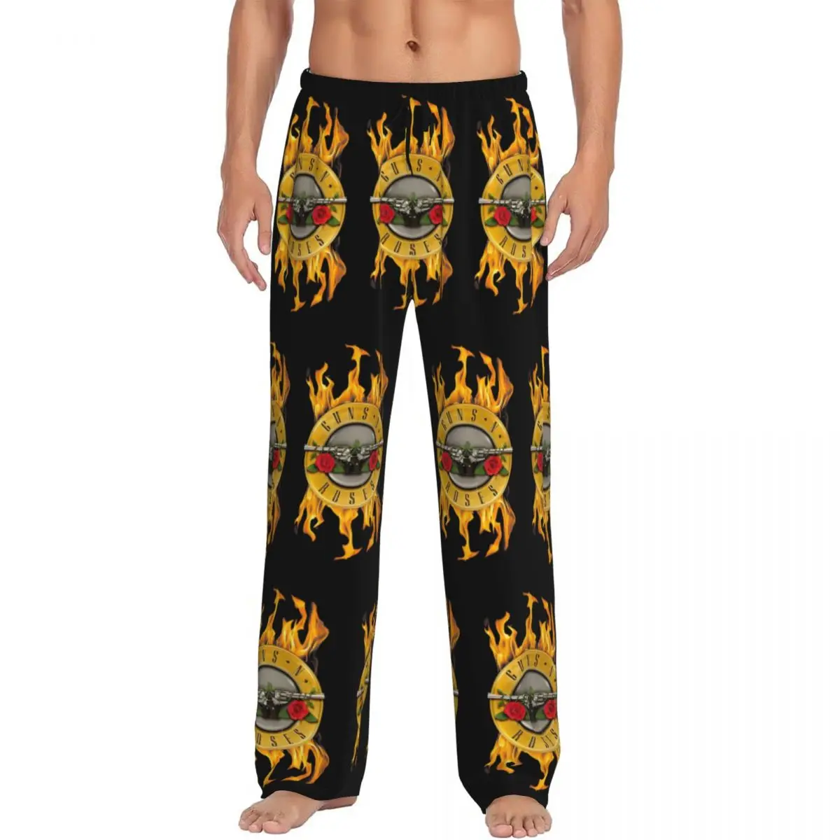 

Мужские пижамные брюки Custom Guns N' Roses в стиле стимпанк, для сна и отдыха, эластичные, с карманами