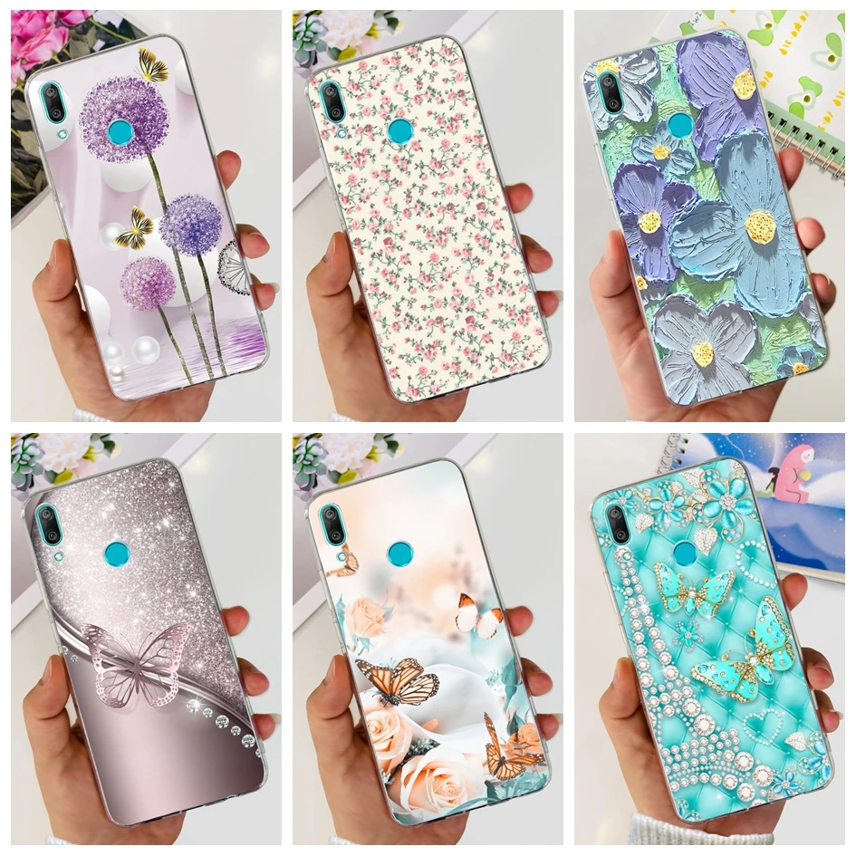 For Huawei Y7 Pro 2019 Case Y7 Prime 2019 Phone Cover Popular Flower Butterfly Soft TPU Bumper For Huawei Y7 2019 DUB-LX1 Fundas