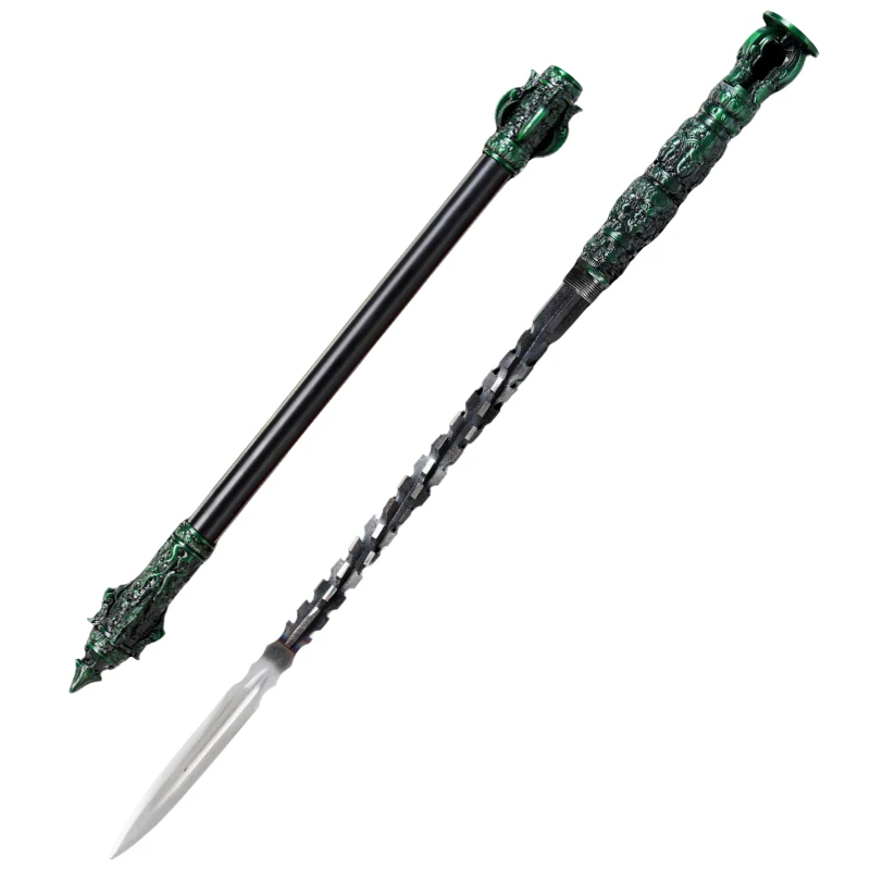 Demon Subduing Hidden Spear Twisted Spiral Blade Sword Concealed Short Spear Free Black Sword Stand Oriental
