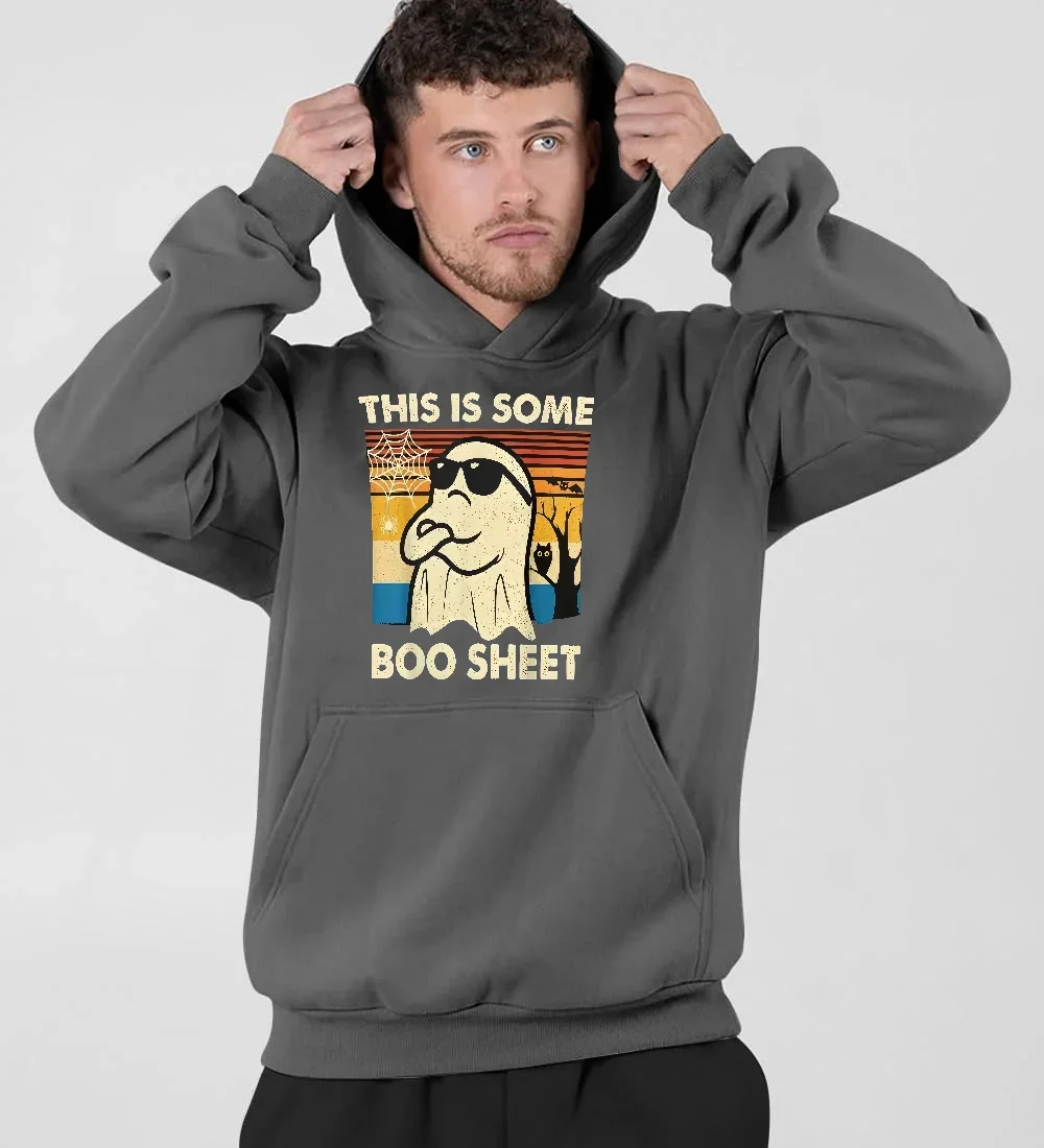 سترة بغطاء للرأس برسومات منفعلة للرجال - بلوفر "Boo Sheet" ذو طابع خاص لأزياء الشارع وعشاق الملابس غير الرسمية