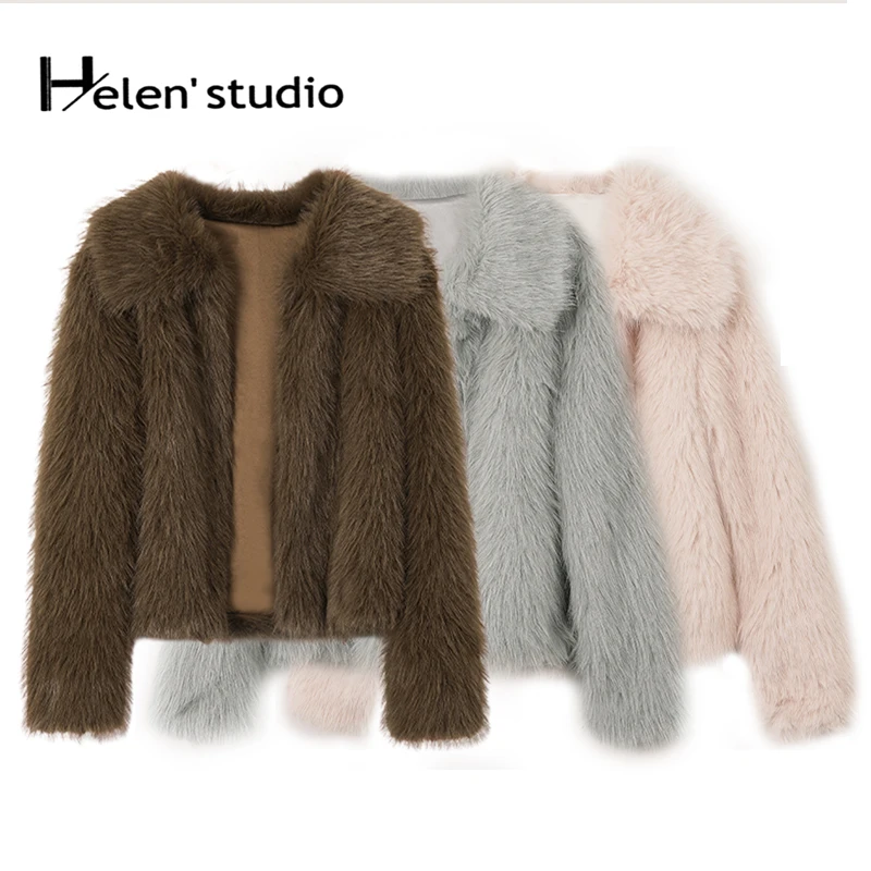 Faux Fur Jacket Women Winter Warm Oversize Fluffy Long Sleeve Coat Casual Loose Outerwear
