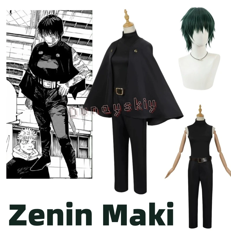 

Game Anime Zenin Maki Cosplay Costume Convention Christmas Cloak Top Pants Belt Halloween Party Cos 2026